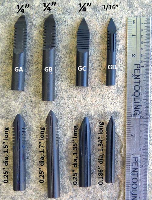 GENERIC EBONITE (HARD RUBBER) FEEDS. 1/4" (6.35mm) and 3/16" (4.76mm)